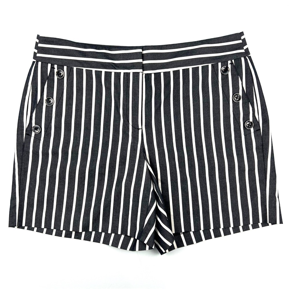 Ann Taylor Factory Womens Black White Striped Nautical Sailor Shorts Size 8